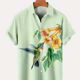kkboxly  Vacation-Ready Men's Hawaiian Shirt with Tropical Floral Bird Print