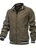 kkboxly  Solid Men's Casual Baseball Bomber Jacket Coat Regular Fit College Hipster Windbreaker For Spring Autumn