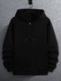kkboxly Plus Size Men's Preppy Style Jacket, Hooded Zipper Coat, Casual Jacket Men's Clothing