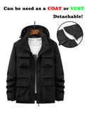 kkboxly  Men's Multi Pocket Detachable Windbreaker Jacket, Cargo Vest For Outdoor Fishing Climbing Photography, Multifunctional Wear-resistant Coat Vest