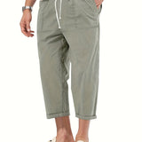 kkboxly kkboxly  Men's Casual Loose Fit Cropped Pants For Spring Summer