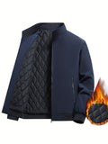 kkboxly  Men's Casual Jacket, Solid Color Stand Collar Zipper Jacket Christmas Gifts