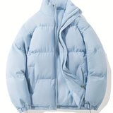kkboxly  Men's Casual Warm Winter Jacket, Stand Collar Cotton Padded Jacket Coat For Outdoor Activities