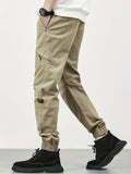 dunnmall  kkboxly  Cotton Classic Design Multi Pockets Cargo Pants, Men's Casual Techwear Drawstring Cargo Pants Hip Hop Joggers For Autumn Summer Outdoor