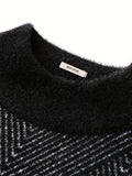 Men's Trendy Argyle Pattern Knitted Pullover, Casual Slightly Stretch Breathable Sweater For Outdoor
