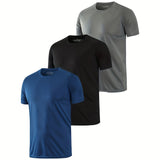 kkboxly HOPLYNN 3 Pack Mesh Workout Shirts For Men Quick Dry Short Sleeve Athletic Dry Fit T-Shirt Moisture Wicking