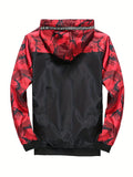 kkboxly  Men's Casual Hooded Camo Windbreaker Jacket Coat Regular Fit Coat For Spring Autumn Outdoors Hiking