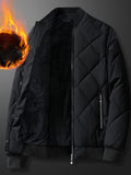 kkboxly  Men's Padded Jacket, Men Casual Padded Coat Windbreaker Zipper Pocket Stand Collar For Men Winter
