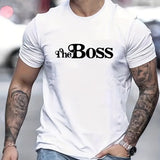 kkboxly  'The Boss' Print Tee Shirt, Tee For Men, Casual T-shirt For Summer Spring Fall, Tops As Gifts