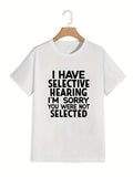 2025 kkboxly  Big and Tall Men's 'I HAVE SELECTIVE HEARING' Print T-Shirt - Oversized Casual Crewneck Tee for Summer Comfort