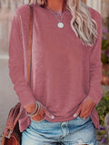 kkboxly  Solid Simple T-shirt, Casual Crew Neck Long Sleeve T-shirt For Spring & Fall, Women's Clothing