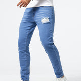 kkboxly  Men's Casual Light Blue Ripped Denim Jeans