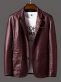 kkboxly  Men's Leather Lapel Zipper Up Cool Trendy Jacket For Autumn Winter Wear