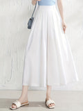 kkboxly  Solid Wide Leg Cropped Pants, Retro Style Loose Casual Pants For Spring & Summer, Women's Clothing