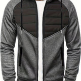 Men's Casual Zip Up Hoodie, Warm Hooded Jacket With Zipper Pocket For Sports