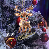 kkboxly Charming Acrylic Reindeer Youngsters with Christmas Lights - Perfect for Car & Tree Decor, Ideal for Halloween & Christmas Celebrations