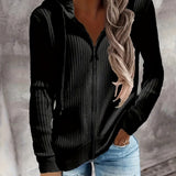 kkboxly  Zip Up Drawstring Hoodies, Casual Soldi Long Sleeve Sweatshirt, Women's Clothing