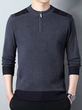 kkboxly  Men's Stylish Loose Solid Knitted Sweater, Casual Slightly Stretch Breathable Long Sleeve Turtle Neck Top For City Walk Street Hanging Outdoor Activities