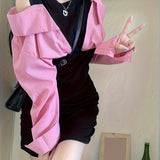 kkboxly  Cold Shoulder Color Block Dress, Elegant Long Sleeve Dress For Spring & Fall, Women's Clothing