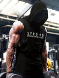 kkboxly  Simple Letter Print Men's Sleeveless Breathable Lightweight Hooded Tank Top For Summer Sports