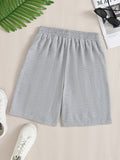 kkboxly  Women's Casual Drawstring Sports Shorts, Solid Color Elastic Waist Fashion Shorts