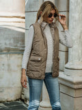 kkboxly  Solid Zip Up Vest, Casual Stand Collar Sleeveless Vest With Pockets, Women's Clothing