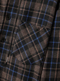 kkboxly  Retro Plaid Shirt Coat For Men Long Sleeve Casual Regular Fit Button Up Hooded Shirts Jacket Shacket