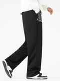 kkboxly  Men's Casual Loose Fit Letter Print Straight Leg Trousers