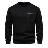 Solid Cotton Blend  Trendy Sweatshirt, Men's Casual Classic Design Crew Neck Pullover Sweatshirt For Men Fall Winter