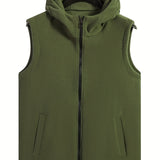 kkboxly  Men's Warm Fleece Hooded Vest For Fall Winter Outdoor Activities