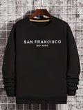 kkboxly  San Francisco Print Sweatshirt, Men's Casual Graphic Design Slightly Stretch Crew Neck Pullover Sweatshirt For Autumn Winter