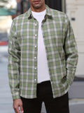 kkboxly  Plus Size Men's Plaid Shirt Oversized Long Sleeve Shirt For Fall Winter, Men's Clothing