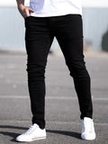 kkboxly  Men's Autumn New Tight Solid Color Cotton Denim Pencil Pants