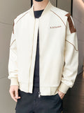 kkboxly  Varsity Jacket, Men's Casual Baseball Jacket Coat Regular Fit College Hipster Windbreaker For Spring Autumn