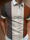 kkboxly  Men's Short Sleeve POPL Lapel Metal Zipper Best Selling Fashionable Men's Clothing