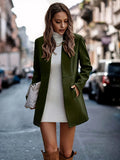 kkboxly  Solid Stand Collar Blazer, Elegant Open Front Long Sleeve Outerwear With Pocket, Women's Clothing