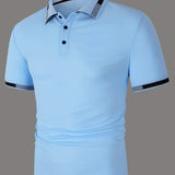 kkboxly  Men's Causal V-neck Button Up Short Sleeve Polo Shirts Men's Comfortable Tops For Summer