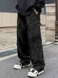 kkboxly  Men's Casual Multi Pocket Trousers, Chic Loose Fit Pants For Outdoor Activities