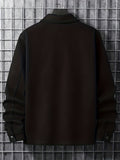 kkboxly  kkboxly  Plus Size Men's Solid Jacket With Pockets, Spring/autumn Button Up Jacket For Males, Men's Clothing