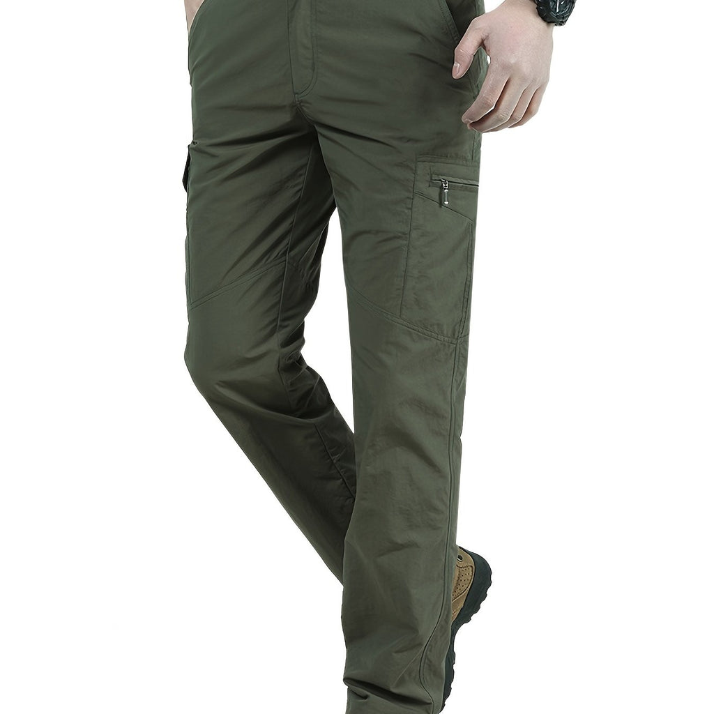 kkboxly  Summer Men Pants Waterproof Cargo Pants Lightweight Quick Drying Tactical Trousers Solid Armygreen Black Pants Man Casual Elastic Waist Men's Trousers Plus Size S-4XL New