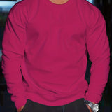 kkboxly  Crew Neck Cotton Sweatshirt Pullover For Men Warm Solid Color Sweatshirts Winter Long Sleeve Tops