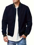 kkboxly Men's Stylish Bomber Jacket - Large Size, Pockets & Zipper for Maximum Comfort