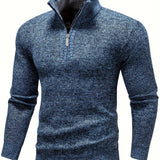 kkboxly  Men's Stand Collar Jacquard Knitting Thickened Warm Sweater