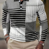 Men's Striped Shirt, Casual Lapel Slightly Stretch Breathable Button Up Long Sleeve Shirt For Outdoor