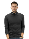 kkboxly Men's Turtleneck Long Sleeve T-Shirt, Casual Stretch Sports Tops For Spring Fall