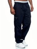 kkboxly  Men's Chic Multi Pockets Joggers, Casual Waist Drawstring Cargo Pants For All Seasons