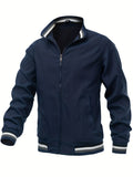 kkboxly  Solid Men's Casual Baseball Bomber Jacket Coat Regular Fit College Hipster Windbreaker For Spring Autumn