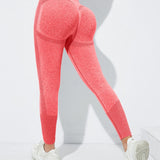 kkboxly  Solid Hip Lifting Stretchy Yoga Leggings, High Waist Fitness Workout Gym Ankle Length Pants, Women's Activewear