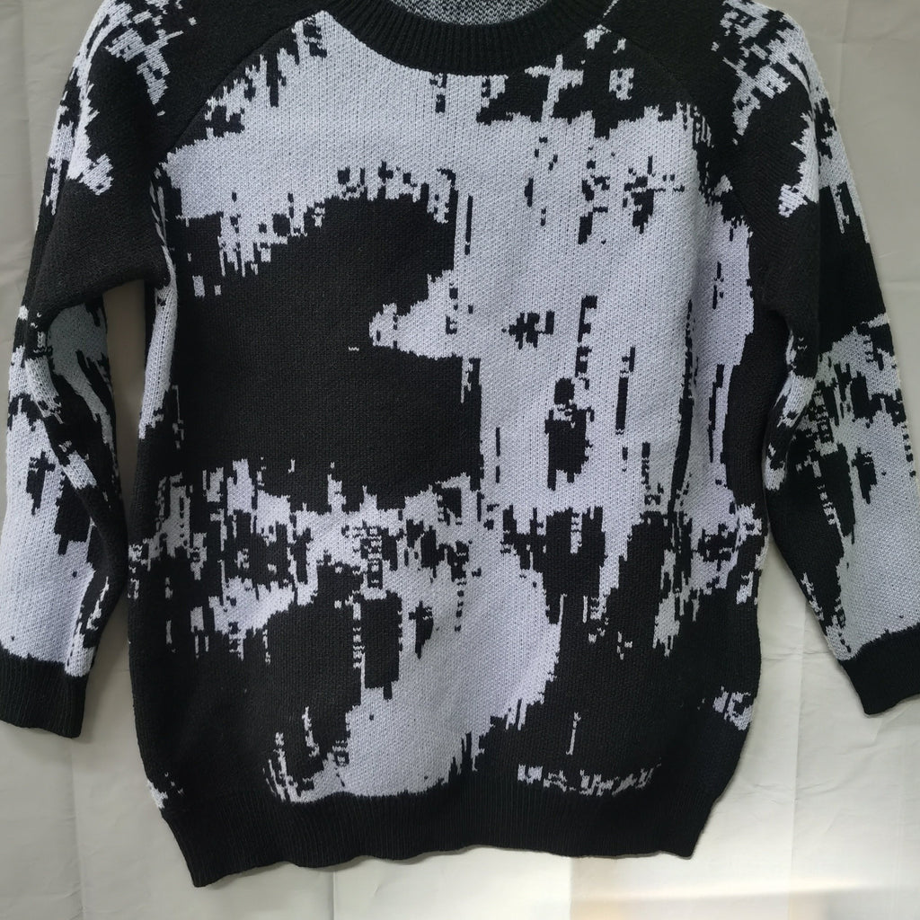 kkboxly  Men's Splash Ink Sweater For Spring/autumn/winter, Stylish Pullover Knit Sweater, Plus Size