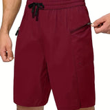 kkboxly  Men's Zip Pocket Swimming Trunks, Swimwear, Quick Dry Lightweight Breathable UV Protection Beach Shorts, Mens Clothing